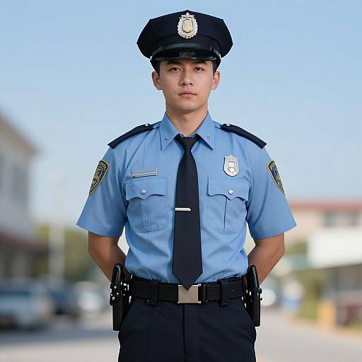 Realistic Male Police Uniform Portrait