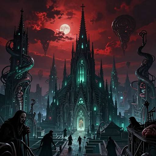 Nightmarish Gothic Biomechanical Cityscape