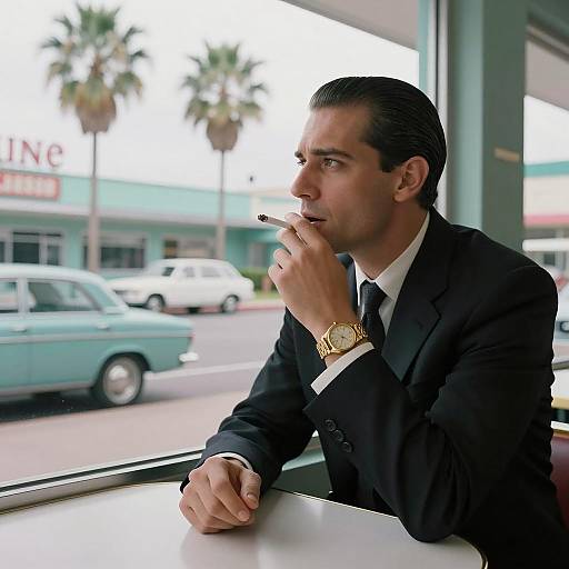 Sophisticated Man in Retro Urban Scene