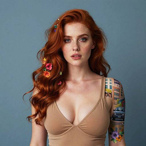 Surreal Floral Cityscape Woman Portrait