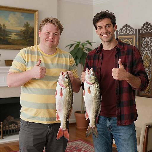 Friendly Fish Holders in a Cozy Room