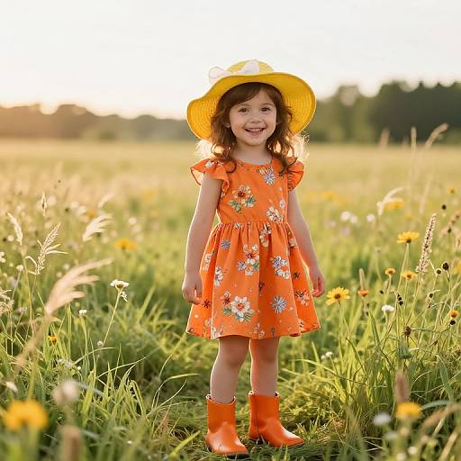 Joyful Girl in Sunny Meadow