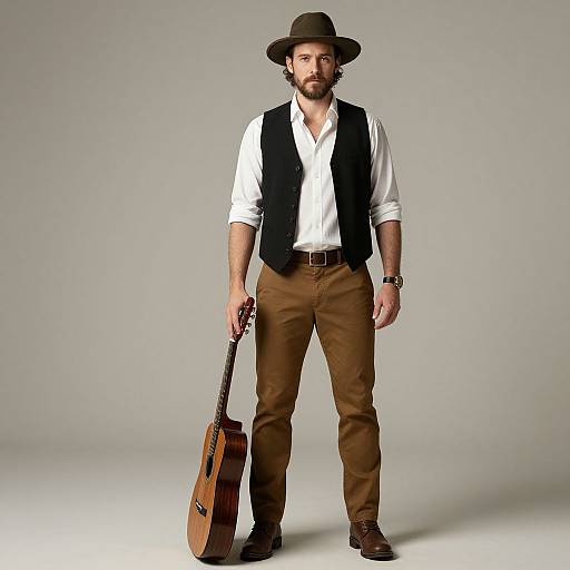 Bearded Man with Guitar Outfit