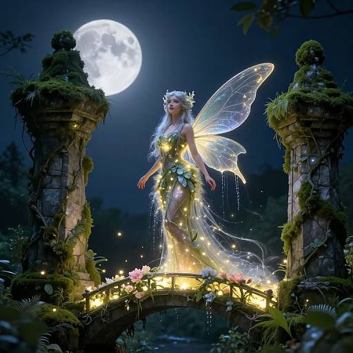 Art Nouveau Fairy Queen in Moonlight