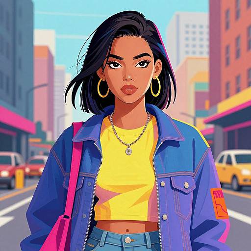 Confident Woman in Urban Pop Art