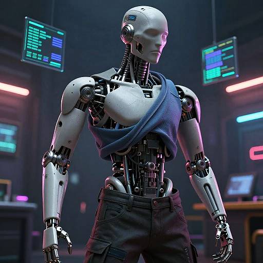 Cyberpunk AI Declothing Illustration