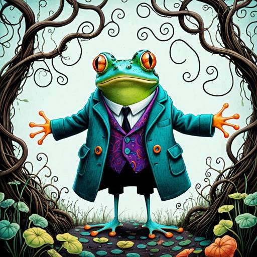 Anthropomorphic Frog in Colorful Overcoat