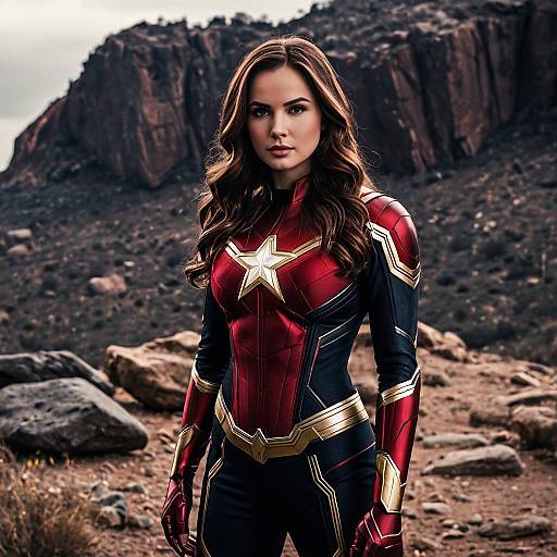 Woman in Marvel Superhero Suit Outdoors