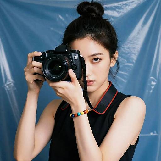 Focused Photographer with DSLR Camera