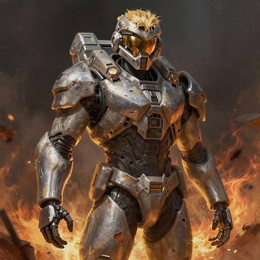 Blonde Terminator in Fiery Battle