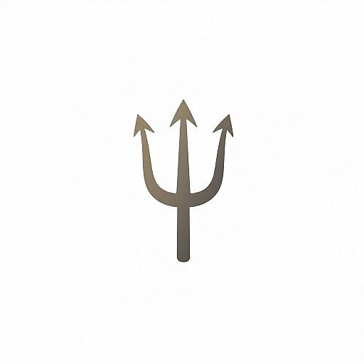 Digital illustration of a black trident with three pointed arrows on each of its three prongs, centered on a white background.