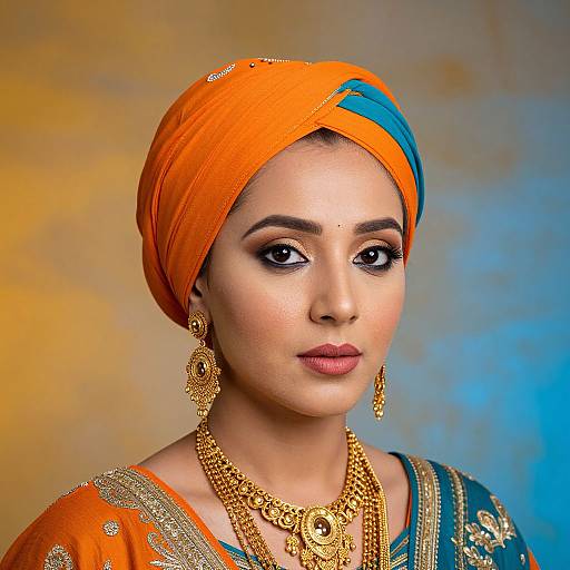 Vibrant Woman with Turban and Jewelry