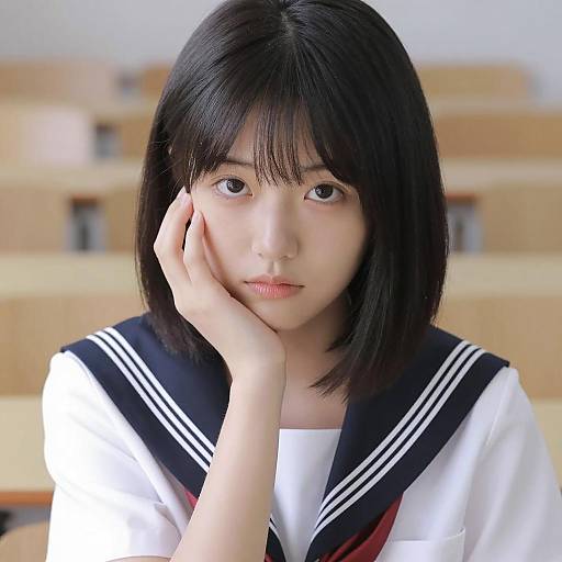 Young Asian Woman in School Uniform