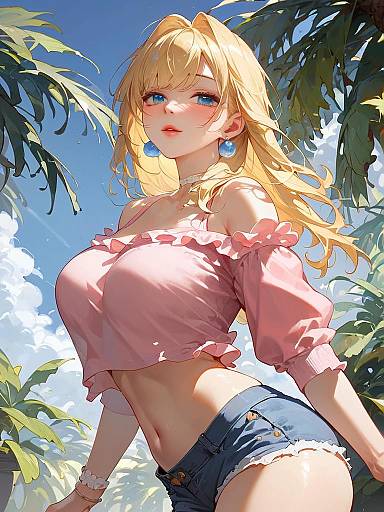 Blonde Woman in Summer Street Style