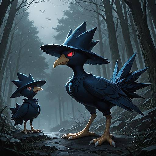 Illustration of Murkrow, pokemon in the style of Zen33n