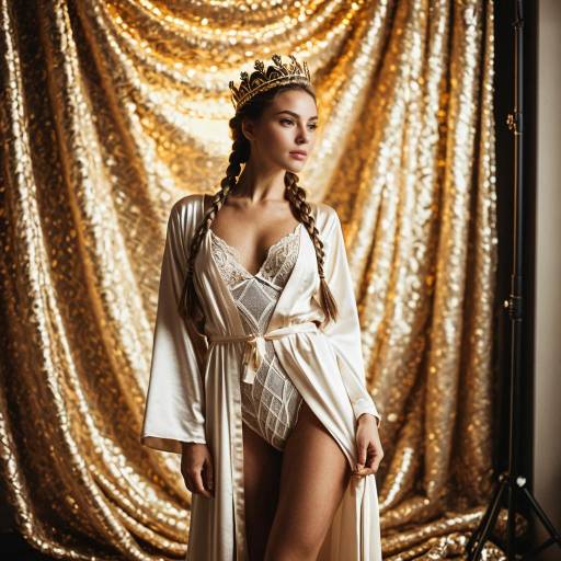 Luxurious Fashion Icon with Braided Crown