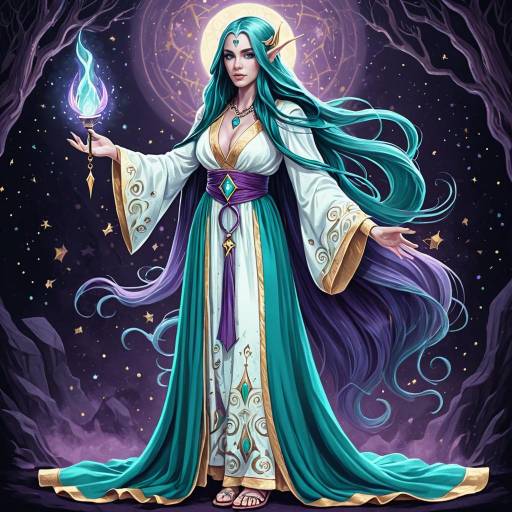 Fantasy Elf Sorceress with Blue Flame