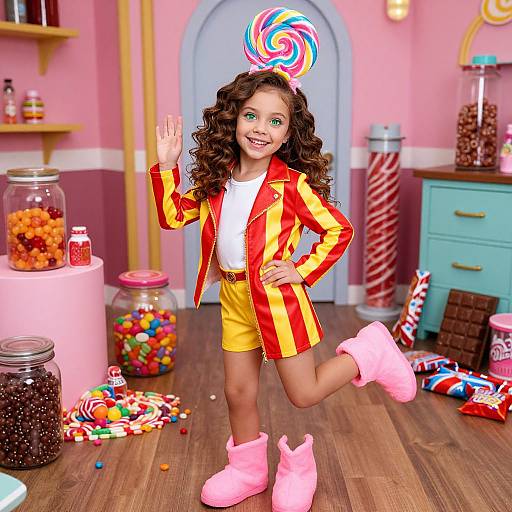 Joyful Teen in Candy Wonderland Costume
