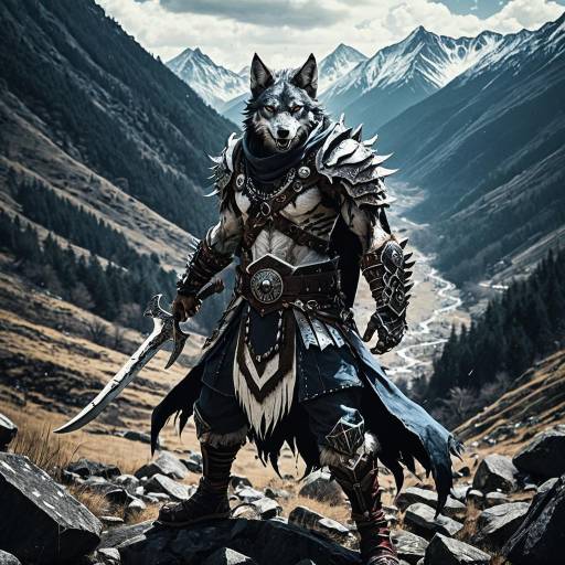 Fierce Wolf Demon in Chaotic Anime Style Fierce Wolf Demon in Chaotic Anime Style