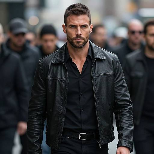Brooding Muscular Man in Urban Setting