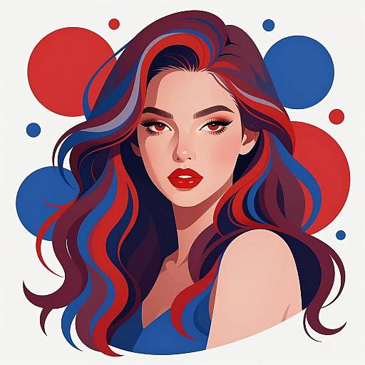 Vibrant Digital Portrait with Abstract Elements