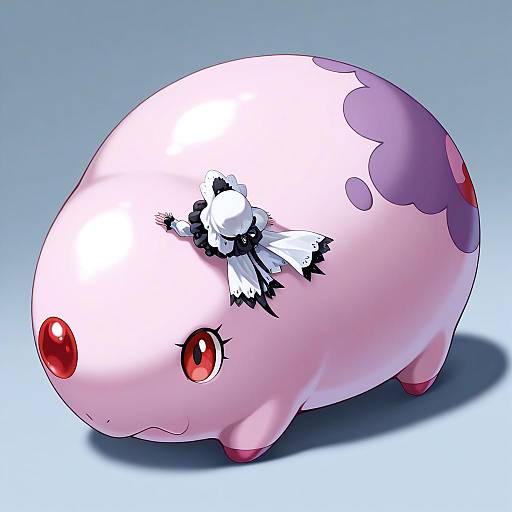 Illustration of Munna, pokemon in the style of Yagi (ningen)