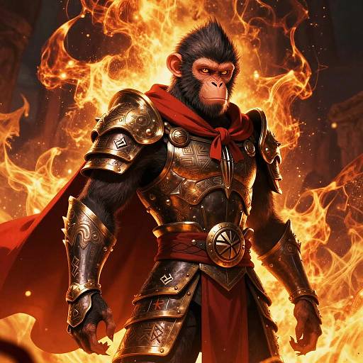 Cel-shaded Anthro Ape in Rune Armor