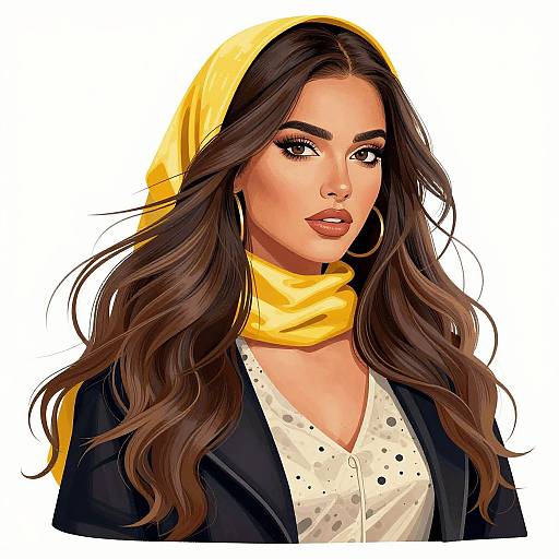 Elegant Woman with Yellow Headscarf