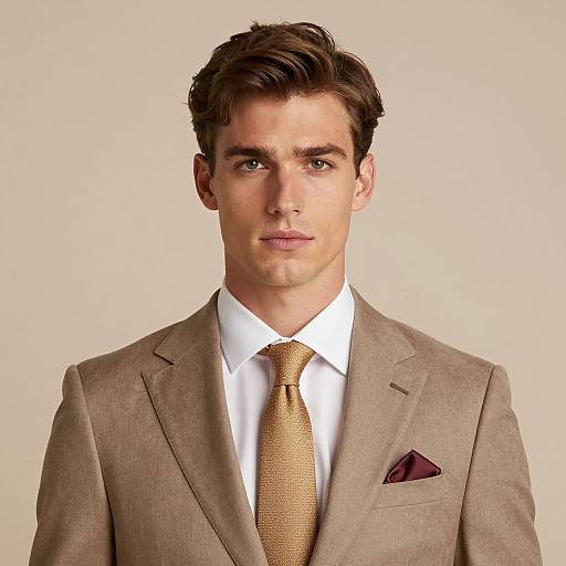Portrait of Young Man in Light Brown Suit