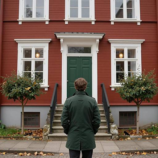 Charming Red House with Autumn Scene