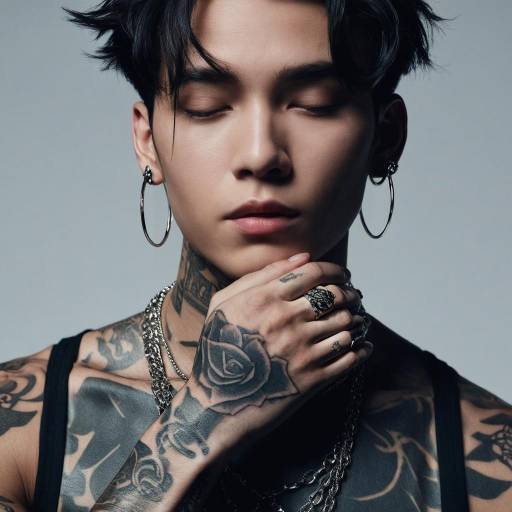 Male Portrait with Jewelry and Tattoos