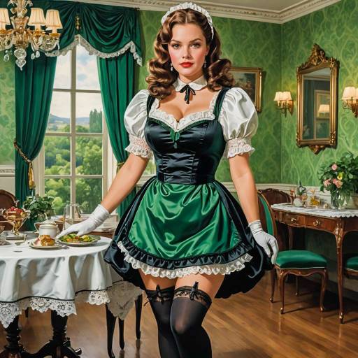 Curvy Woman in Elegant French Maid Outfit