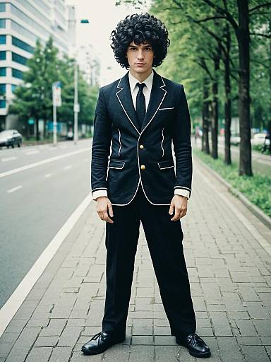 Photorealistic Man in Perm Hairstyle Cosplay