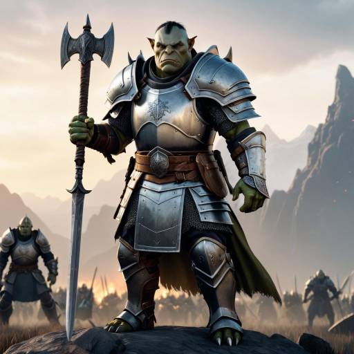 Orc Paladin on the Battlefield at Dawn