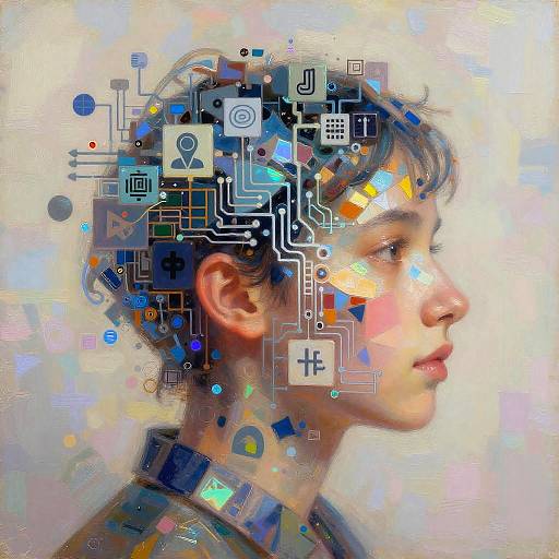 Portrait Transforming into AI Mosaic