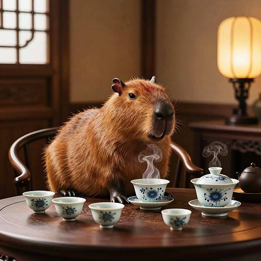 Cozy Capybara Chinese Tea Ceremony