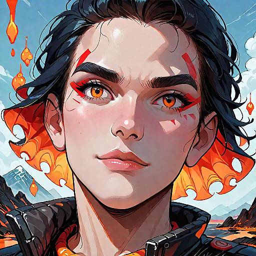 Buff Boy Portrait with Volcanic Swirls