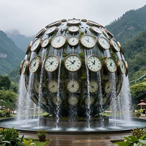 Surreal Clock Sphere in Valley