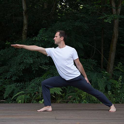 Man Practicing Yoga in Forest