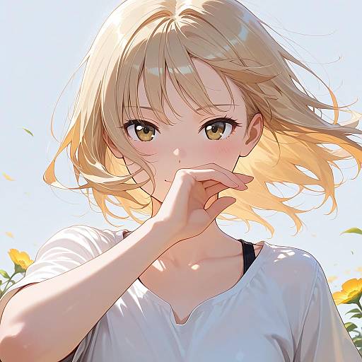 Blonde Girl Portrait with Particles