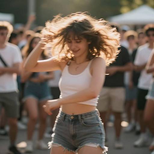 Young Woman Dancing Outdoors in Sunlight