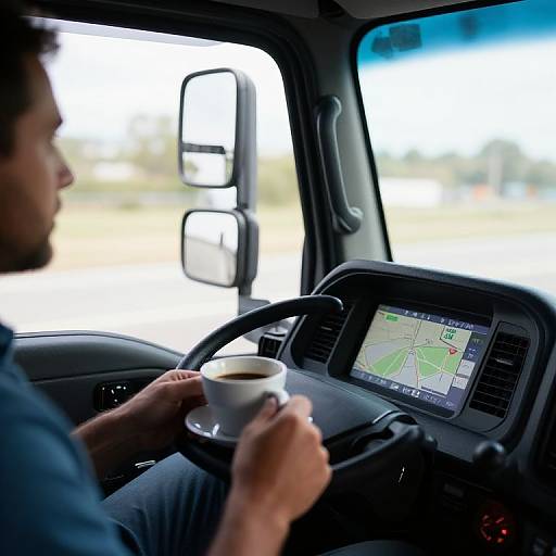 Truck Driver Resting with Coffee