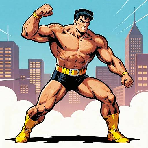 Vintage Comic Hero in Action