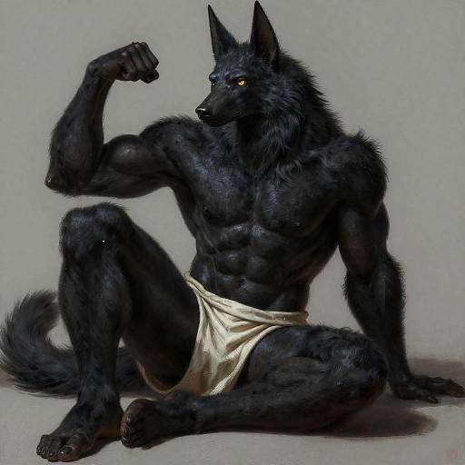 Realistic Sitting Anthro Anubis Portrait