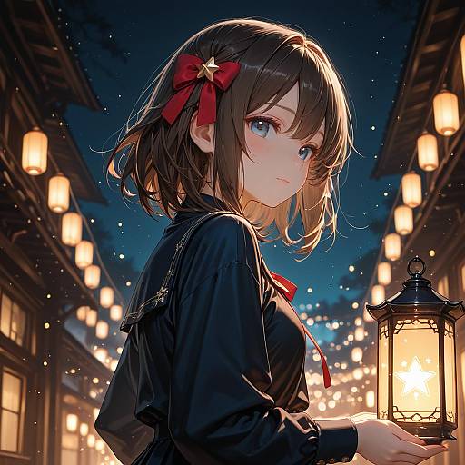 Delicate Beauty: Girl with Lantern