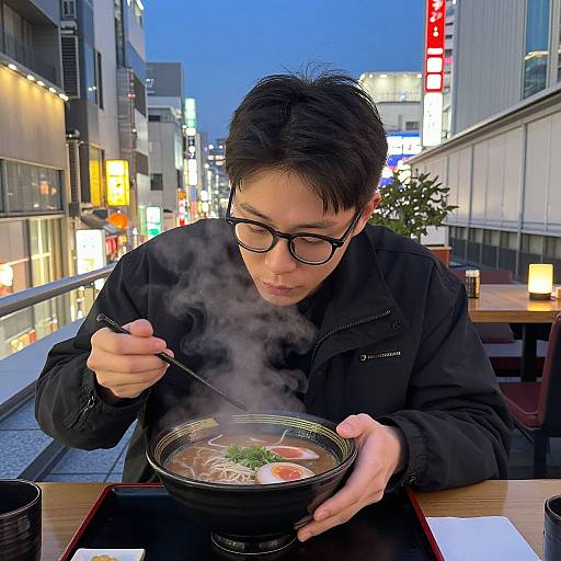 Rooftop Ramen in Neon Tokyo