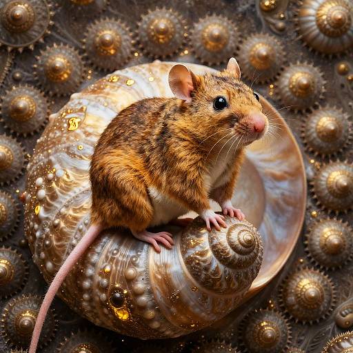 Golden Ratio Rat on Spiral Shell