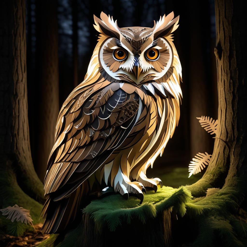 Majestic Owl in Tranquil Woodland Night