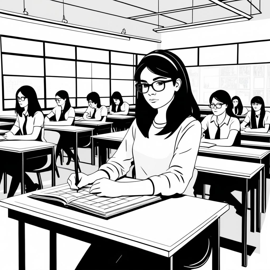 Teenage Girl in Comic Book Classroom