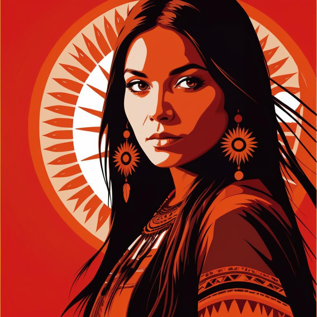 Curious Native American Woman Silhouette Poster